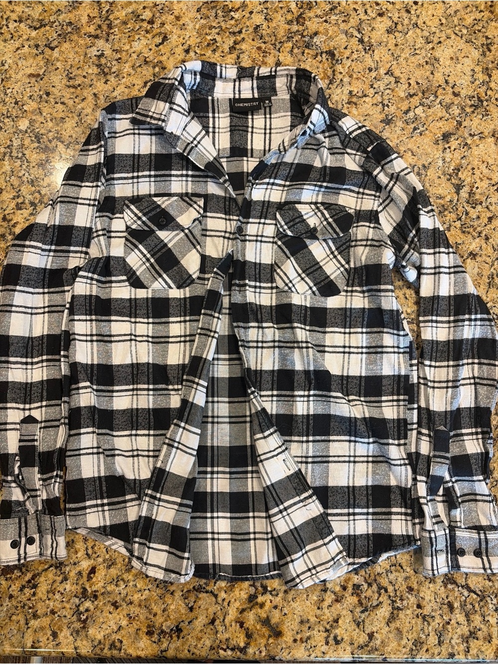 Tupac Poetic Justice Chemistry Black and White Plaid Flannel Shirt size M - Picture 2 of 5